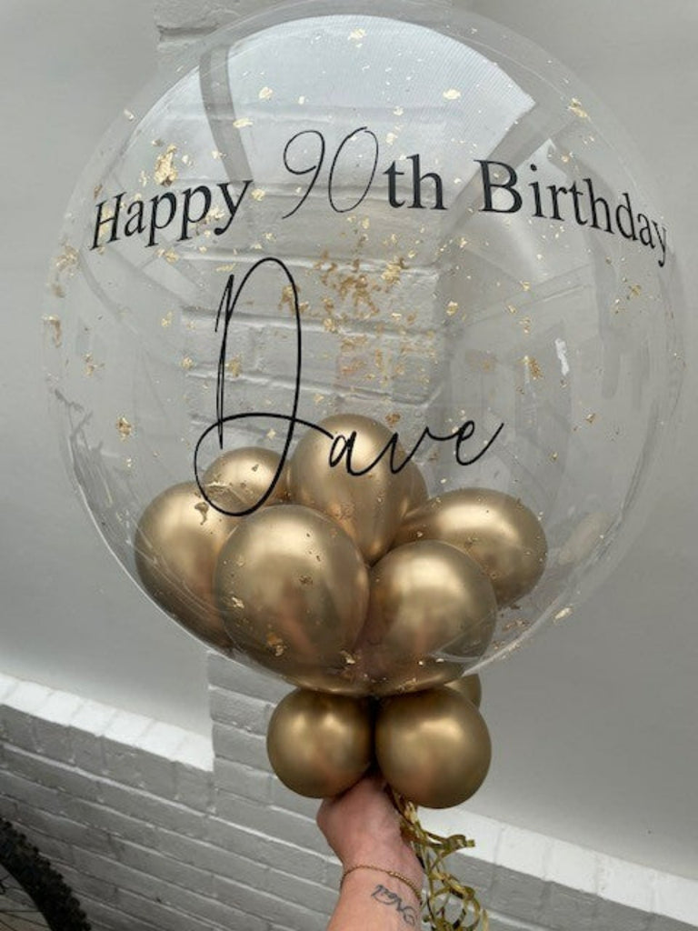 Gold Leaf Bubble Balloon - Black & Gold